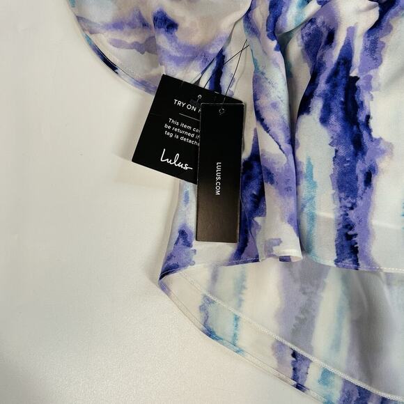 Lulus Ingenue Purple Print Two-Piece Maxi Dress Womens Large Watercolor Travel - Picture 12 of 13